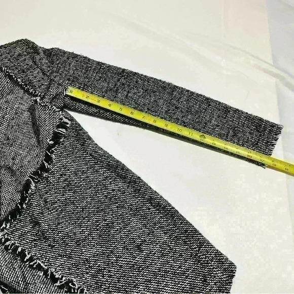 NWT AKRIS Punto Black & White Tweed Fringed Waterfall Front Open Jacket 6 $1490 - Picture 11 of 16